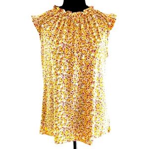EUC Adrianna Papell Sleeveless Top, Tank, Vibrant, Ditsy Floral, Ruffles, Sz L​
